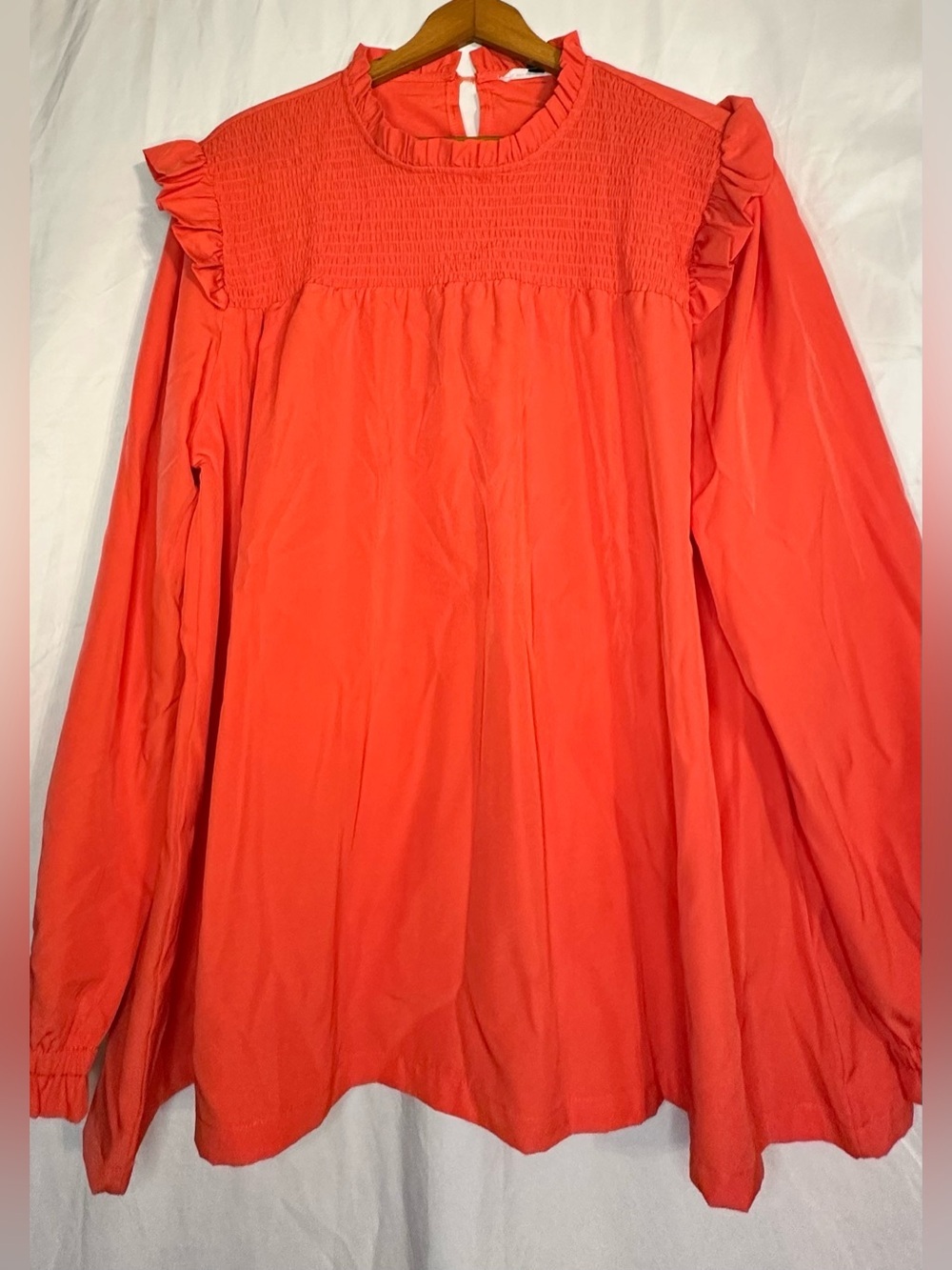 Michelle McDowell Women’s Orange Long Sleeve Blouse size XXL Key Hole In Back - Picture 3 of 10